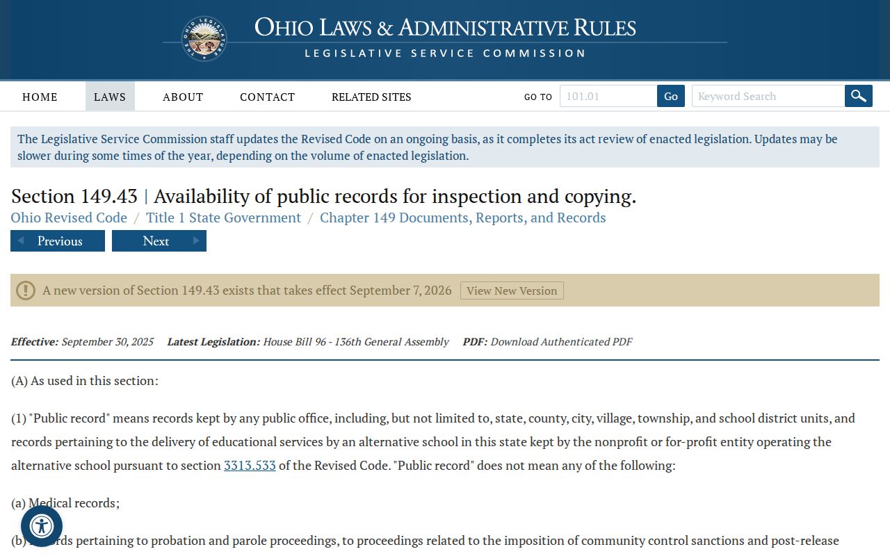 Wadsworth residents directory Ohio Public Records Act access source