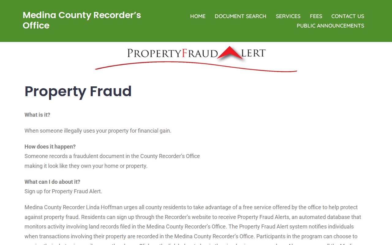 Wadsworth neighbors Medina County property fraud alert