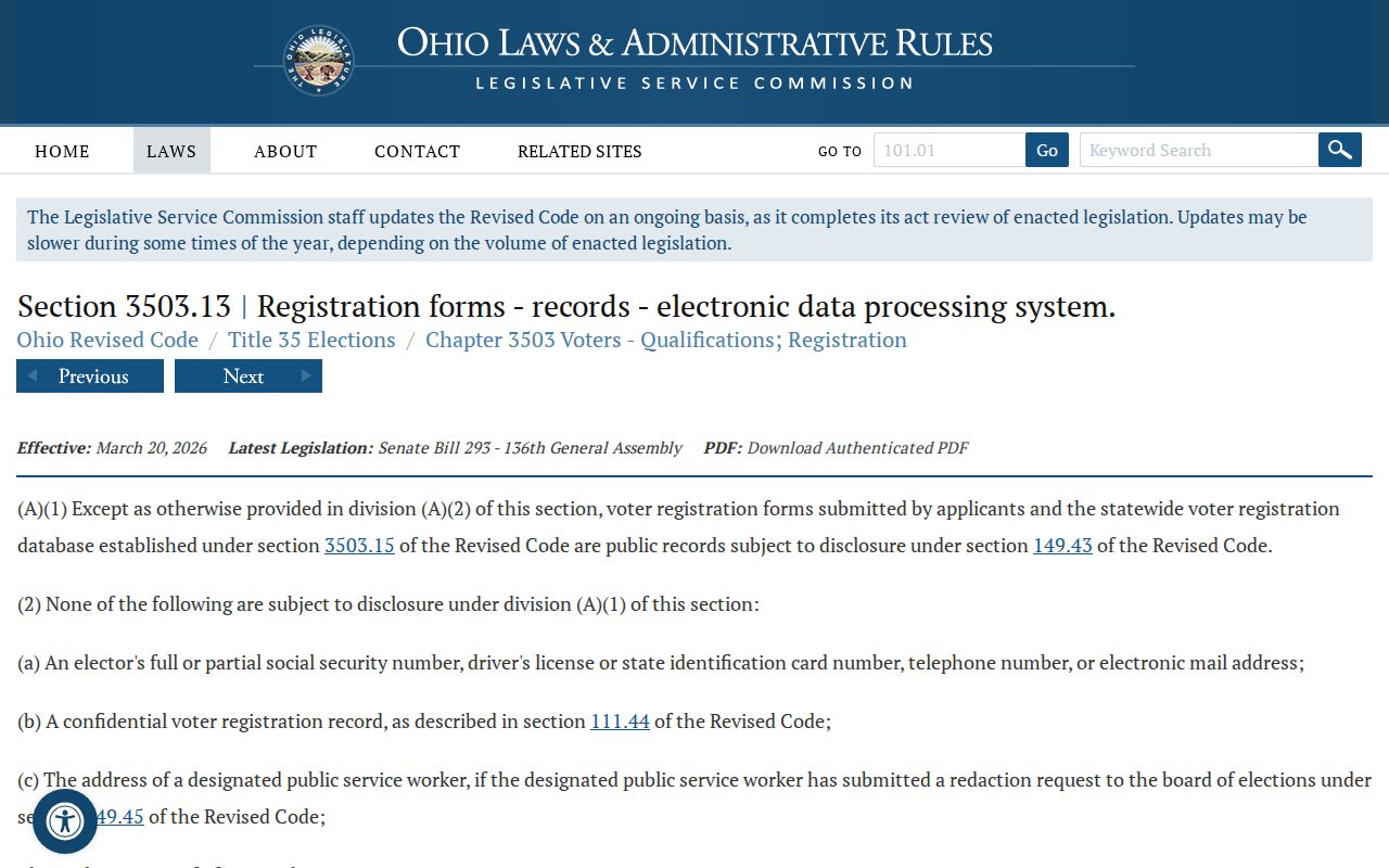 Wadsworth neighbors Ohio voter record privacy rules