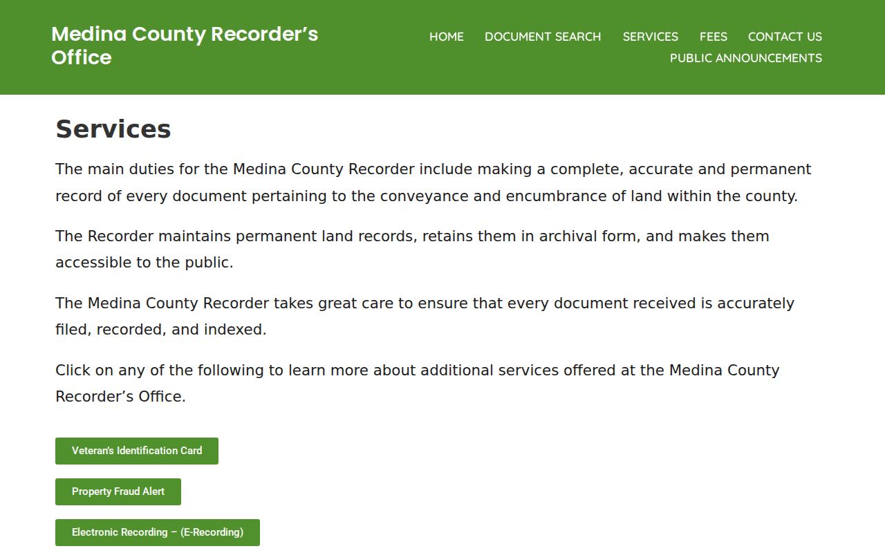 Wadsworth neighbors Medina County Recorder land record services