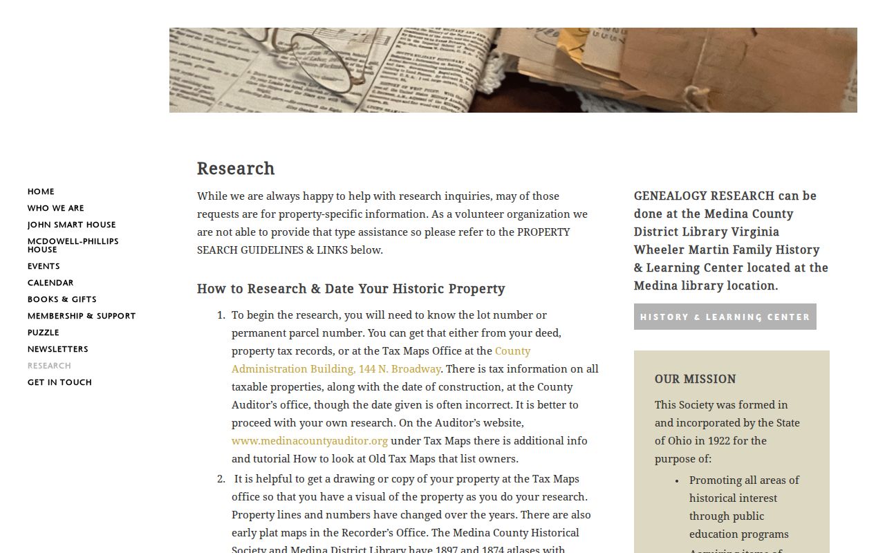 Wadsworth previous residents Medina County house history guidance