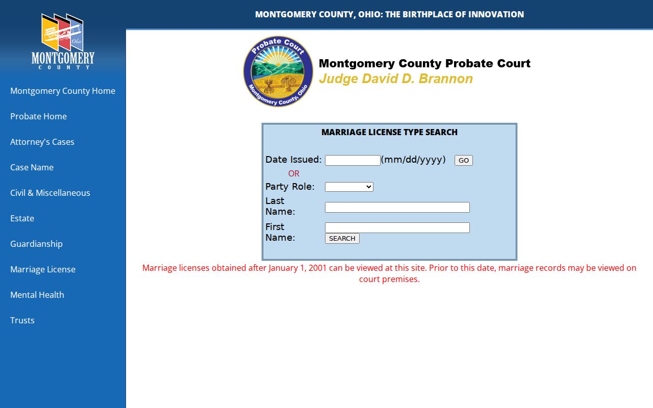 Wadsworth resident lookup Medina marriage index fields