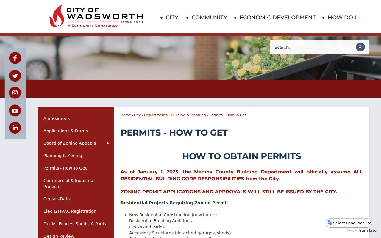 Wadsworth street directory current permit process